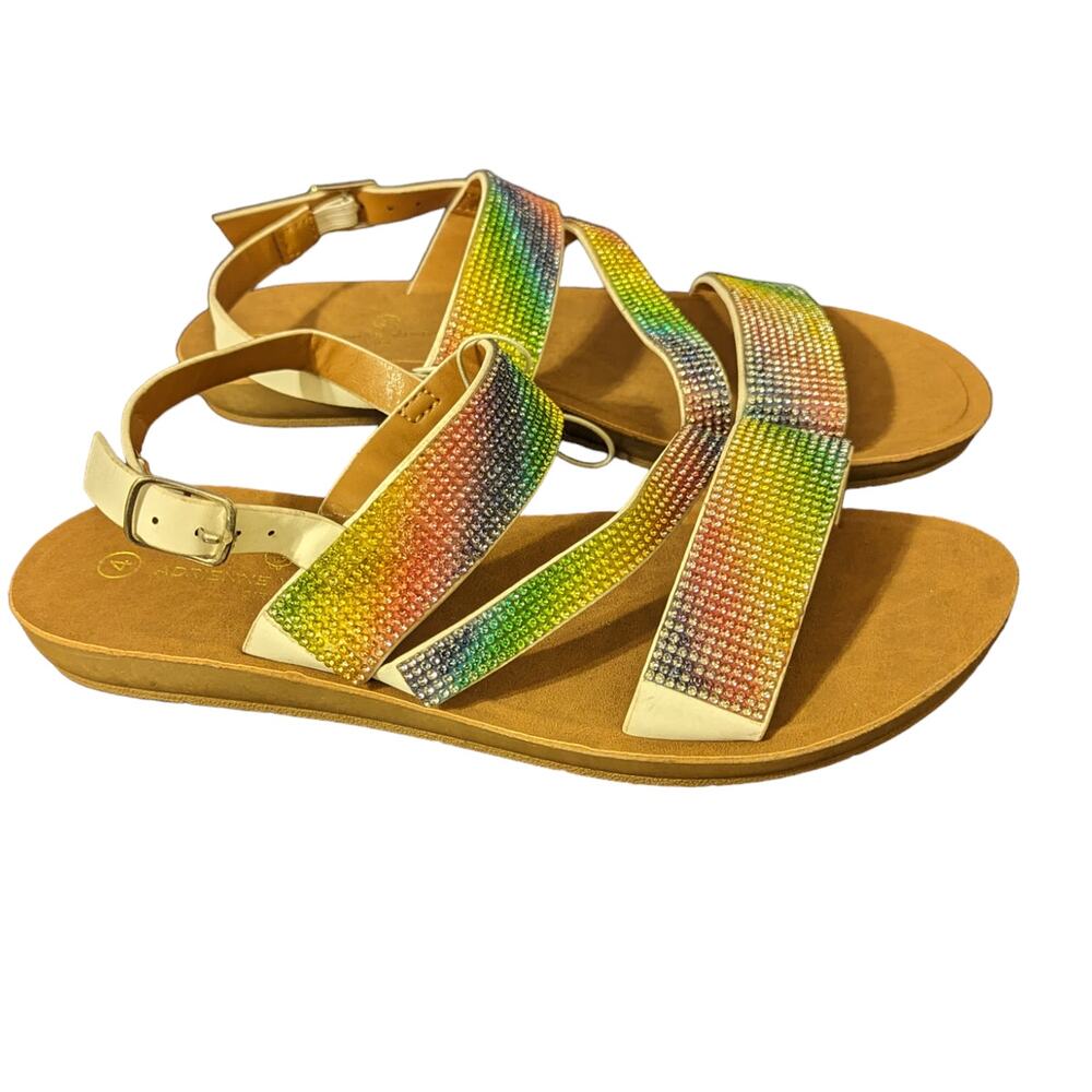 Girls Adrienne Vittadini Rainbow Rhinestone Sandals Size 4